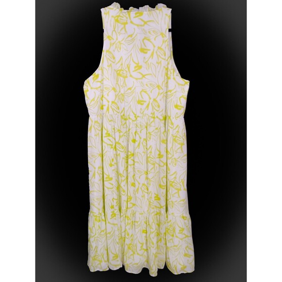 Torrid Womens Bright Green White Floral Tiered Midi Dress w/ Tassel Tie, 2X - Picture 4 of 6